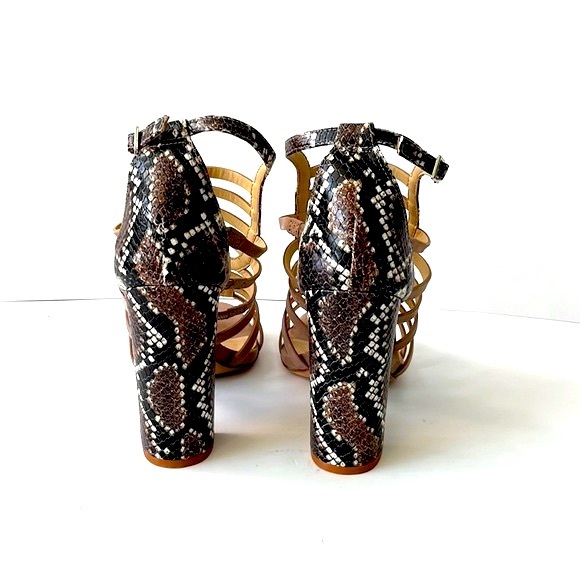 Schutz 'Kaye' Snakeskin-Print Strappy Sandals, Light Pink, 8B - Picture 9 of 13